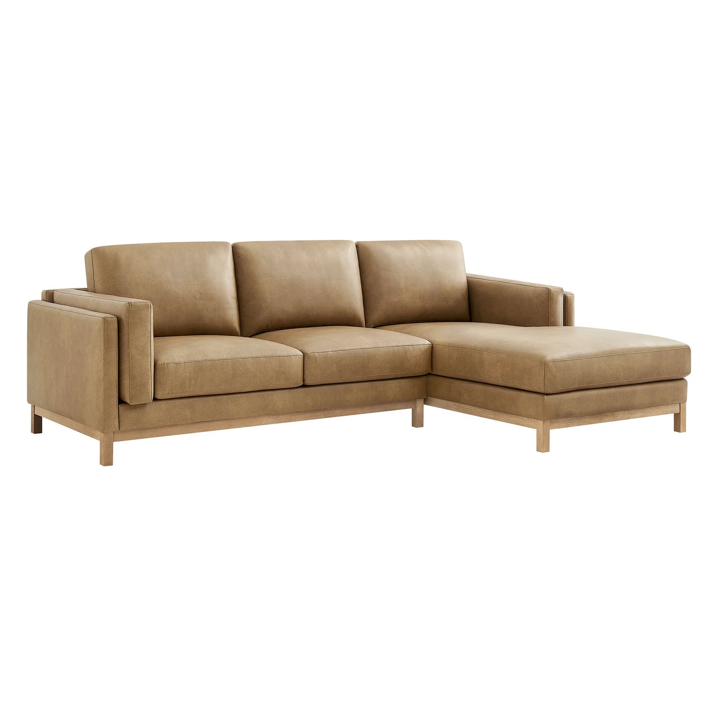 Roscoe Right-Facing Vegan Leather Sectional Sofa – Modern L-Shaped Couch with Chaise Lounge