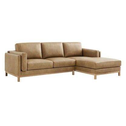 Roscoe Right-Facing Vegan Leather Sectional Sofa – Modern L-Shaped Couch with Chaise Lounge