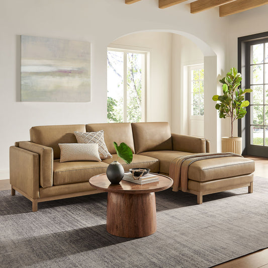 Roscoe Right-Facing Vegan Leather Sectional Sofa – Modern L-Shaped Couch with Chaise Lounge