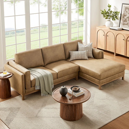 Roscoe Right-Facing Vegan Leather Sectional Sofa – Modern L-Shaped Couch with Chaise Lounge