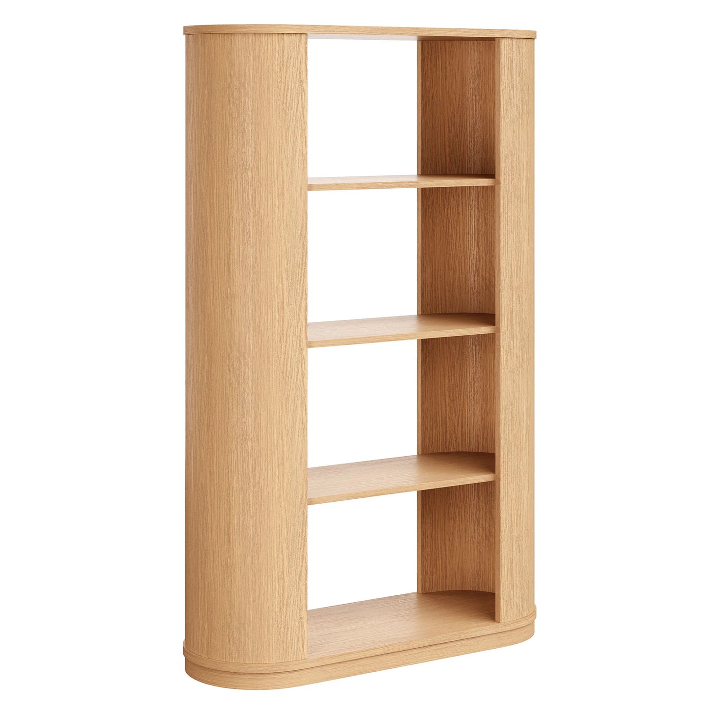 Aspect 74" Curved 4-Tier Bookshelf in Natural – Stylish Modern Storage