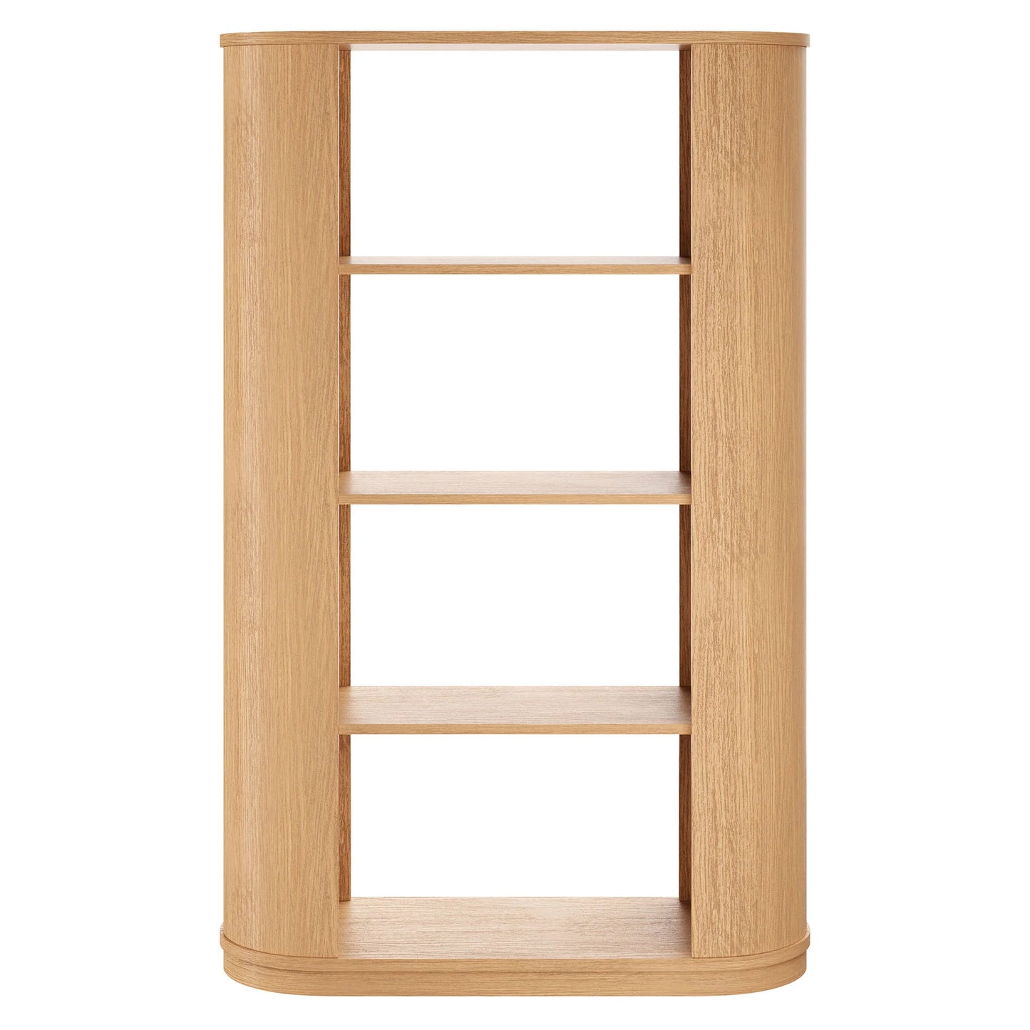 Aspect 74" Curved 4-Tier Bookshelf in Natural – Stylish Modern Storage