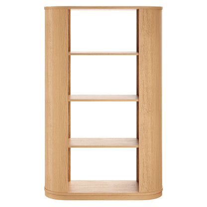 Aspect 74" Curved 4-Tier Bookshelf in Natural – Stylish Modern Storage