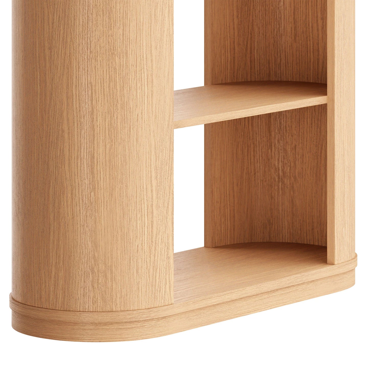 Aspect 74" Curved 4-Tier Bookshelf in Natural – Stylish Modern Storage