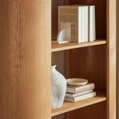 Aspect 74" Curved 4-Tier Bookshelf in Natural – Stylish Modern Storage