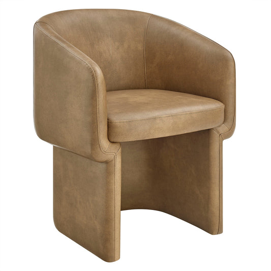 Verity Barrel Back Vegan Leather Dining Chair – Modern Accent Chair with Curved Back