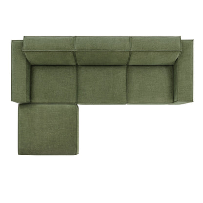 Restore 4-Piece Performance Fabric Upholstered Modular Sofa Set with Ottoman