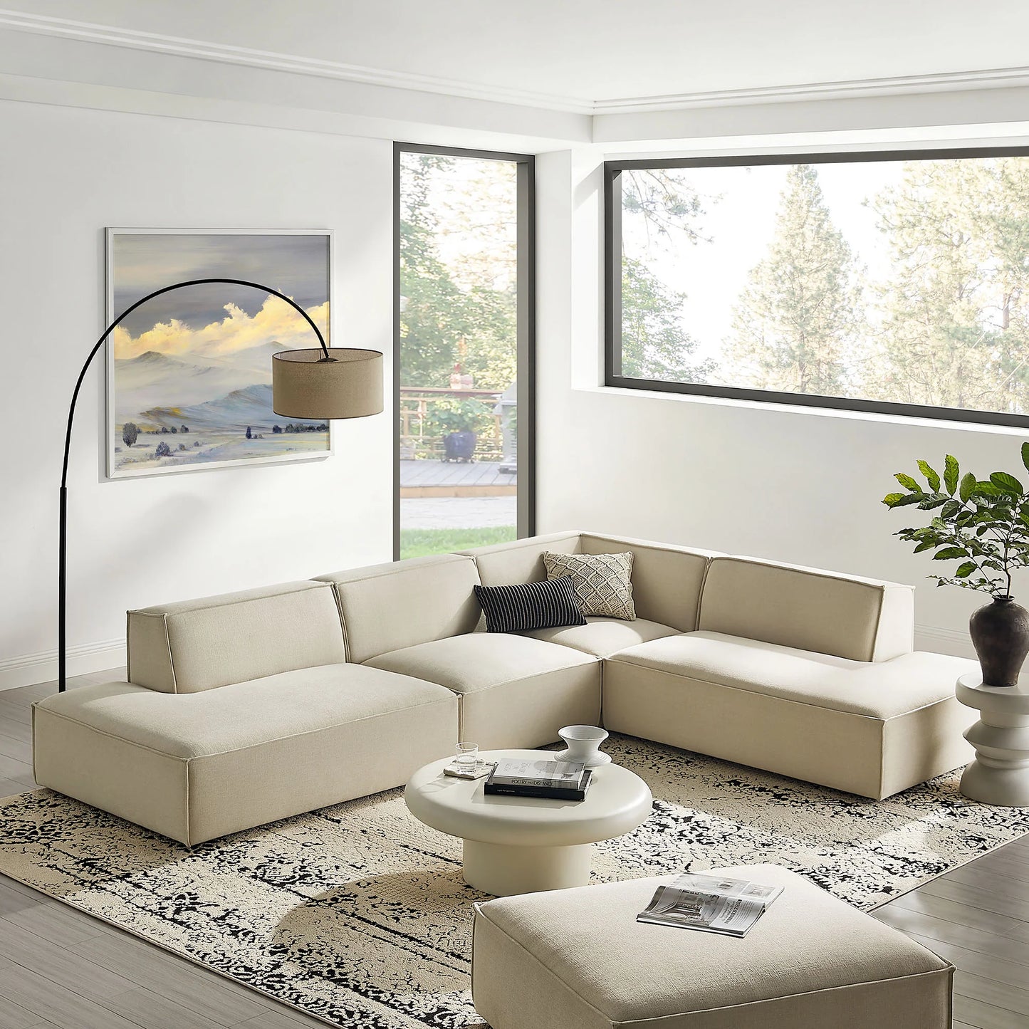 Restore 4‑Piece Performance Fabric L‑Shaped Modular Sectional Sofa