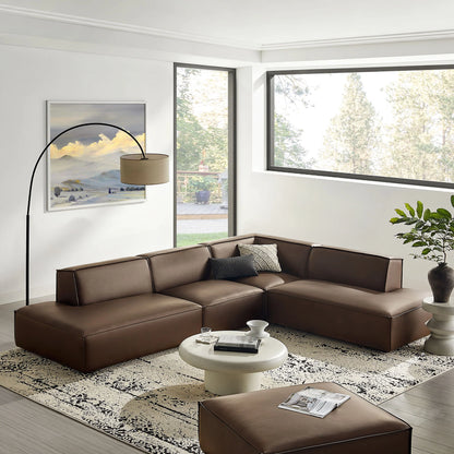 Restore 4-Piece Vegan Leather Modular L-Shaped Armless Sectional Sofa