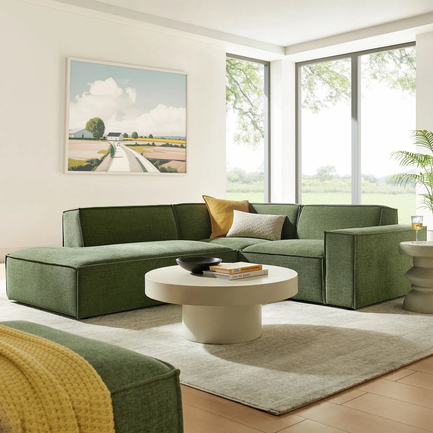 Restore 3-Piece Performance Fabric Upholstered Modular L-Shaped Sectional Sofa