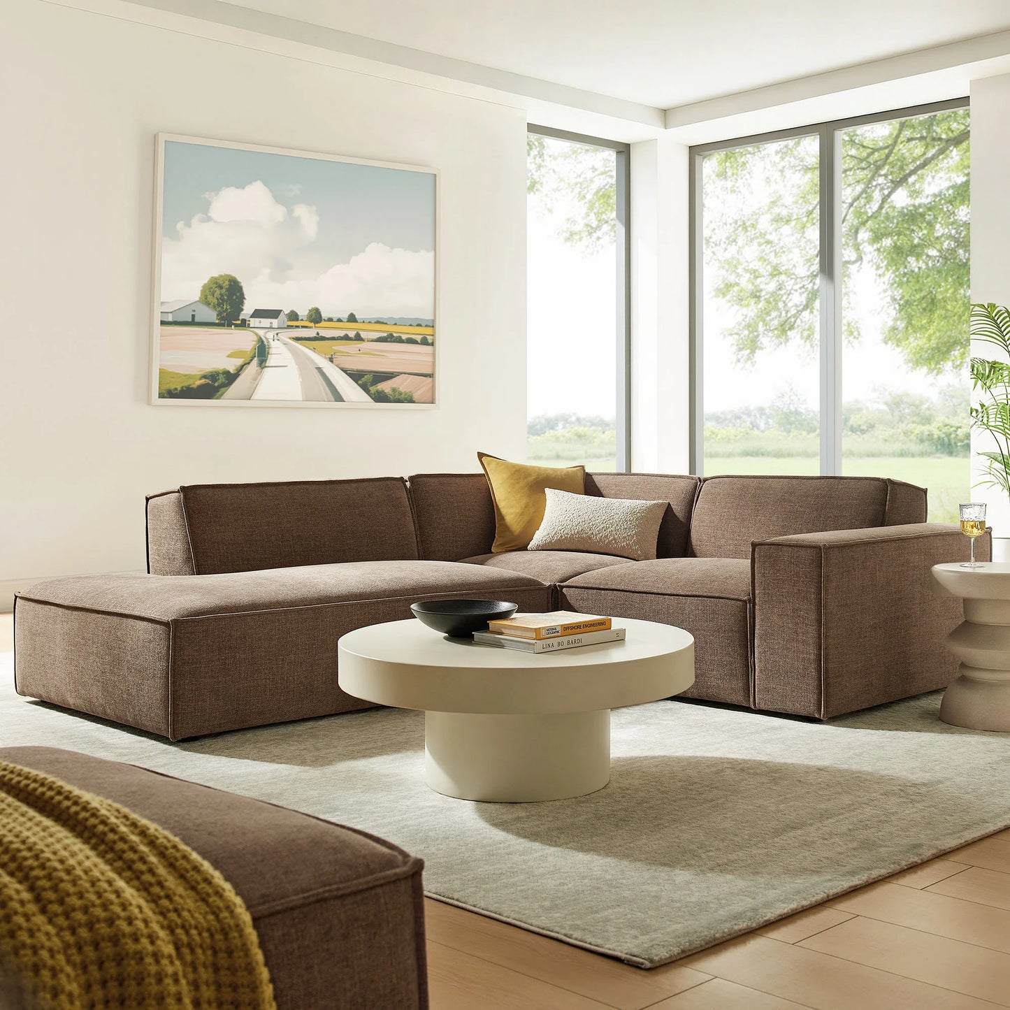 Restore 3-Piece Performance Fabric Upholstered Modular L-Shaped Sectional Sofa