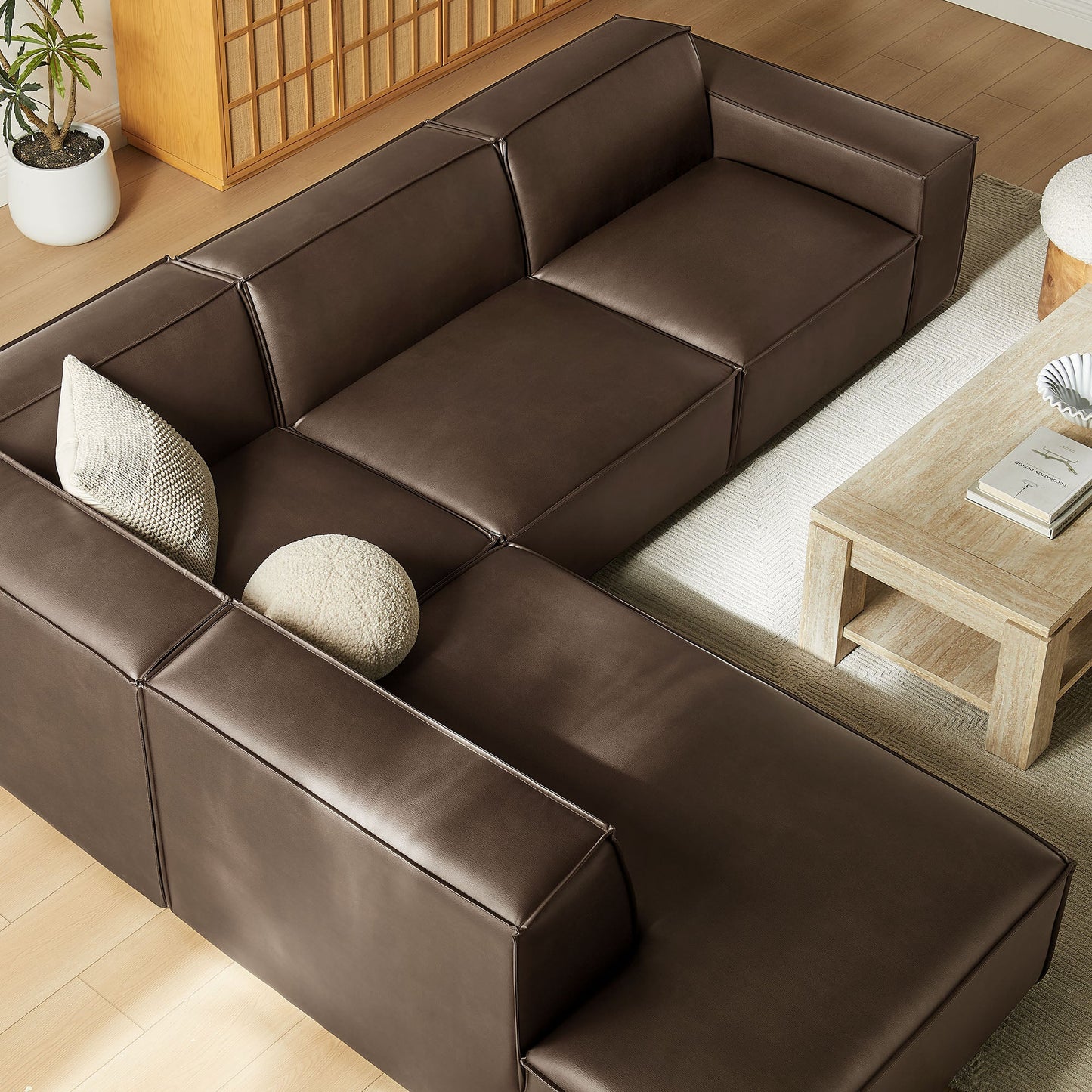 Restore 4‑Piece Vegan Leather Modular L‑Shaped Sofa