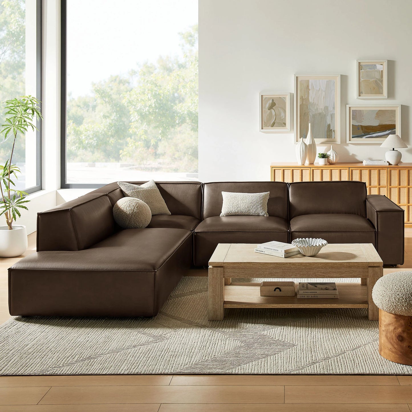 Restore 4‑Piece Vegan Leather Modular L‑Shaped Sofa