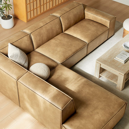 Restore 4‑Piece Vegan Leather Modular L‑Shaped Sofa