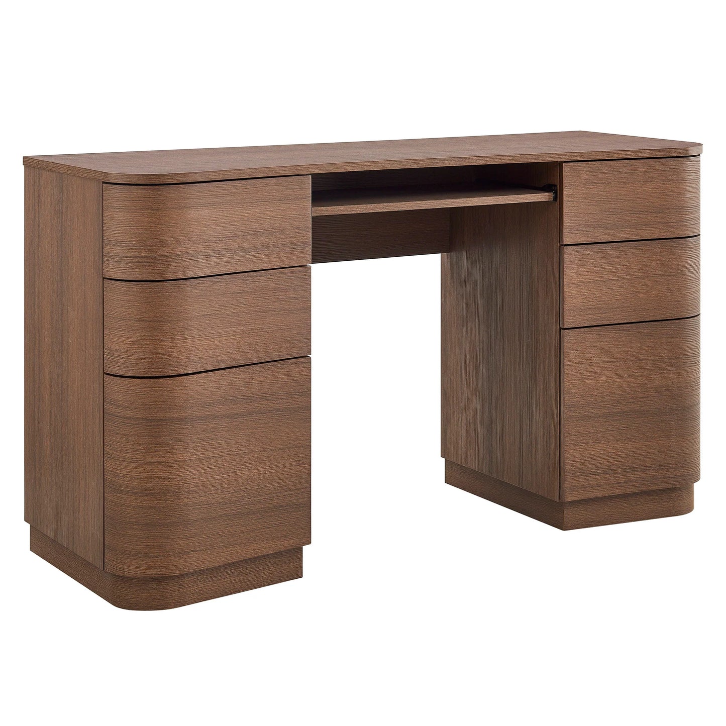 Mirae 55'' Curved Office Desk – Modern 6-Drawer Executive Workstation