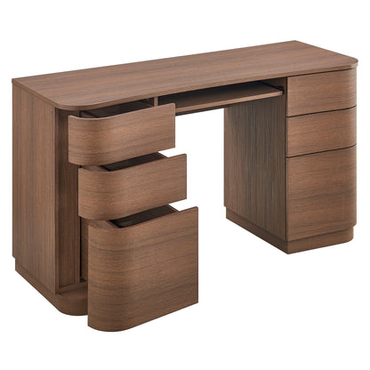 Mirae 55'' Curved Office Desk – Modern 6-Drawer Executive Workstation