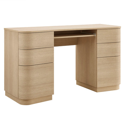 Mirae 55'' Curved Office Desk – Modern 6-Drawer Executive Workstation