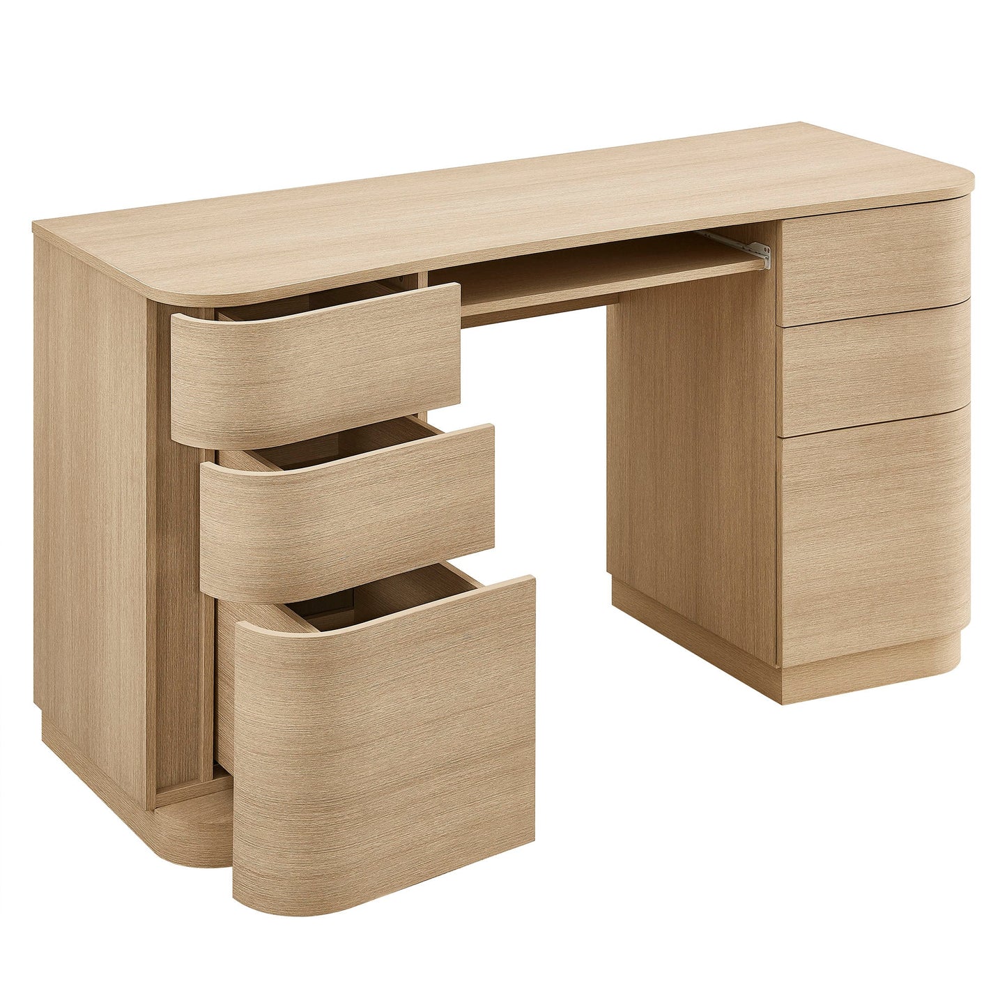 Mirae 55'' Curved Office Desk – Modern 6-Drawer Executive Workstation
