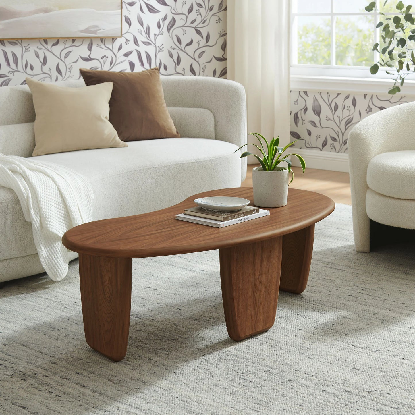 Vetra Kidney-Shaped Coffee Table – Modern Free-Form Accent Table