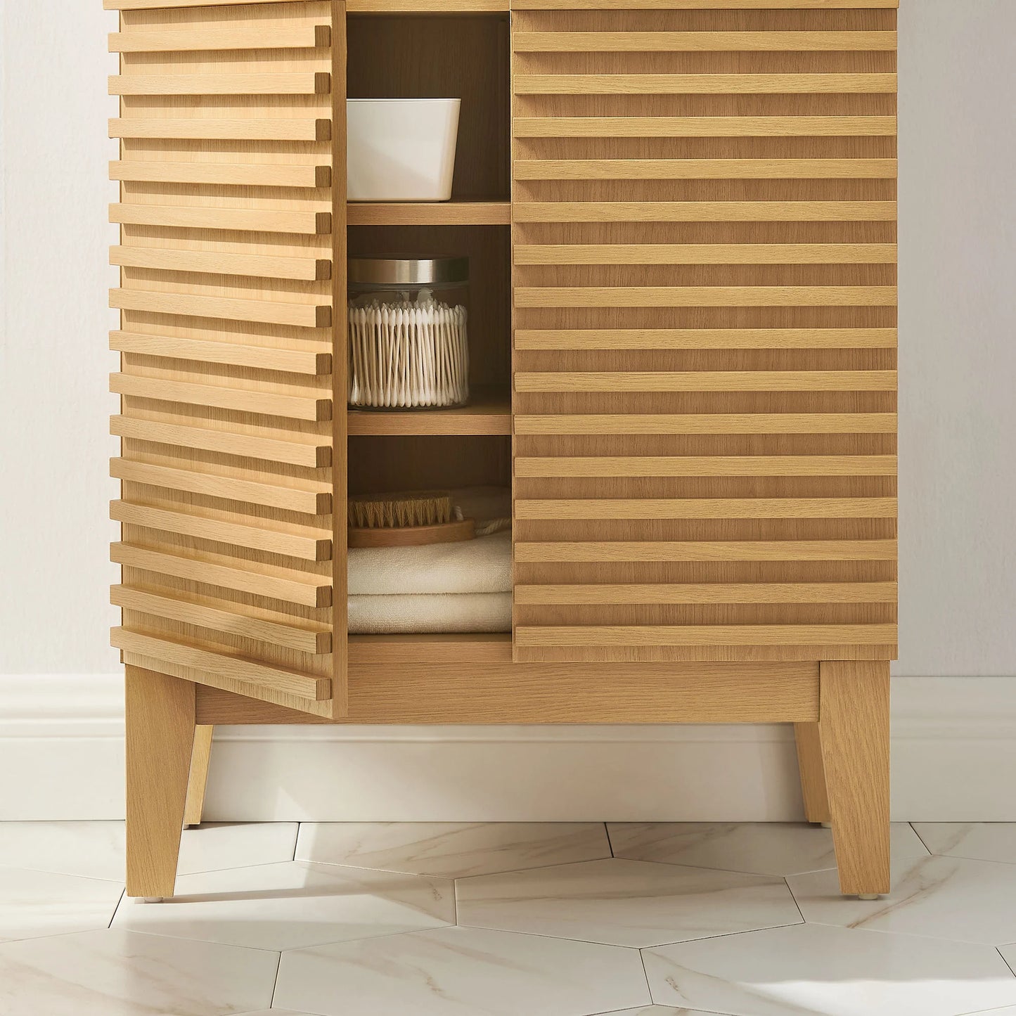 Render Freestanding Bathroom Storage Cabinet – Modern & Space-Saving Organizer