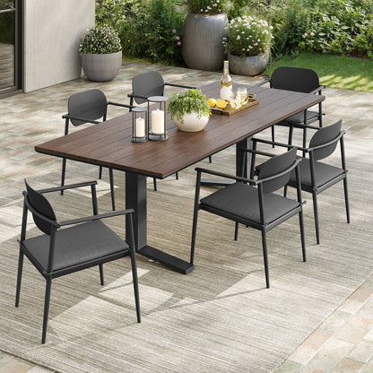 Aeris 7-Piece Outdoor Patio Dining Set – Aluminum Construction in Charcoal