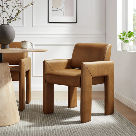 Daven Vegan Leather Dining Armchair – Modern Upholstered Seating with Arms