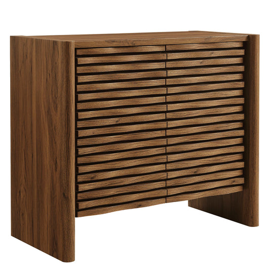 Emric Wave Accent Cabinet in Walnut – Modern Storage with Curved Design