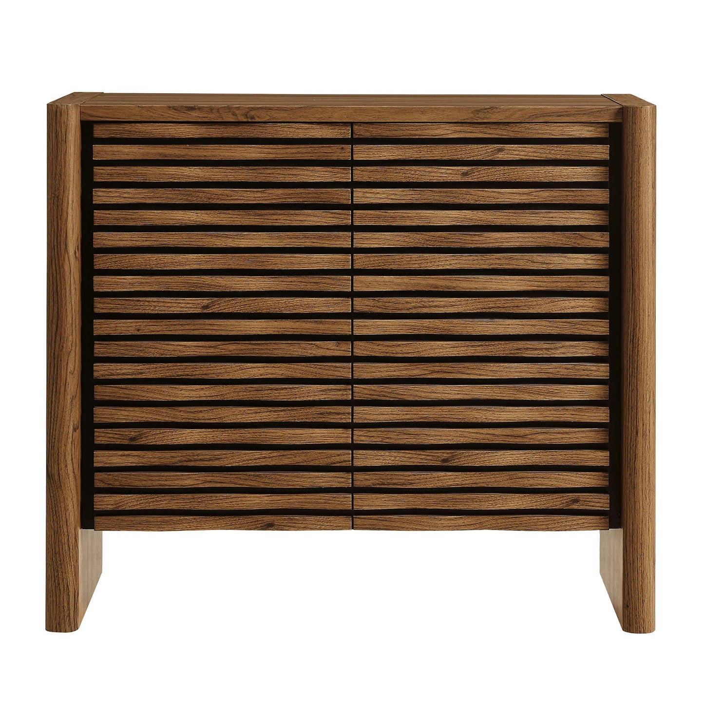Emric Wave Accent Cabinet in Walnut – Modern Storage with Curved Design