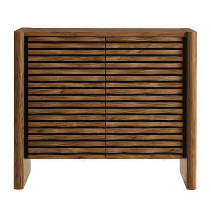 Emric Wave Accent Cabinet in Walnut – Modern Storage with Curved Design