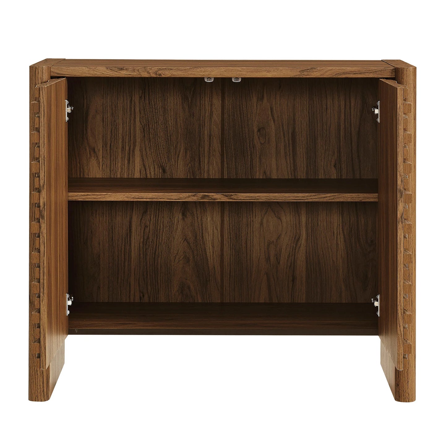 Emric Wave Accent Cabinet in Walnut – Modern Storage with Curved Design