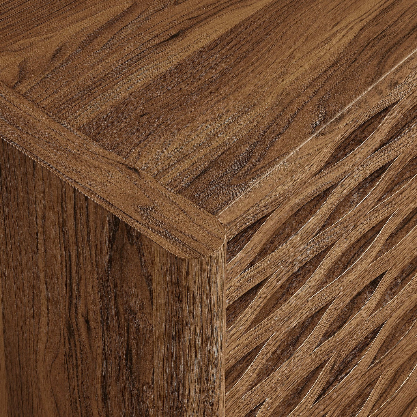 Emric Wave Accent Cabinet in Walnut – Modern Storage with Curved Design