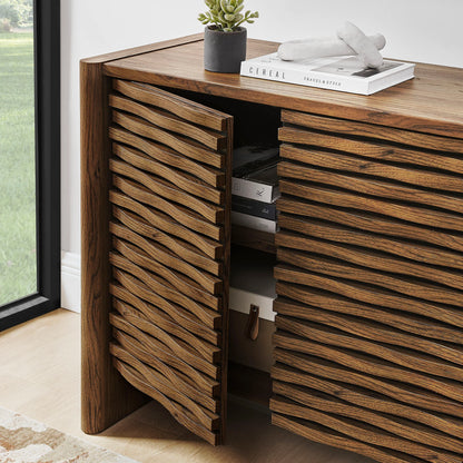 Emric Wave Accent Cabinet in Walnut – Modern Storage with Curved Design