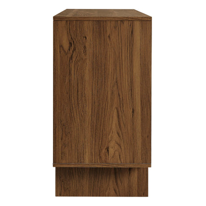Owen 59" Geometric Sideboard in Walnut – 4-Door Modern Storage Cabinet