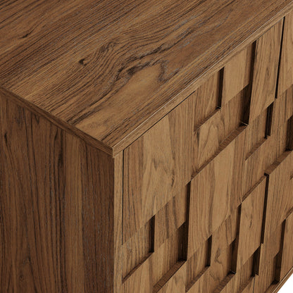Owen 59" Geometric Sideboard in Walnut – 4-Door Modern Storage Cabinet