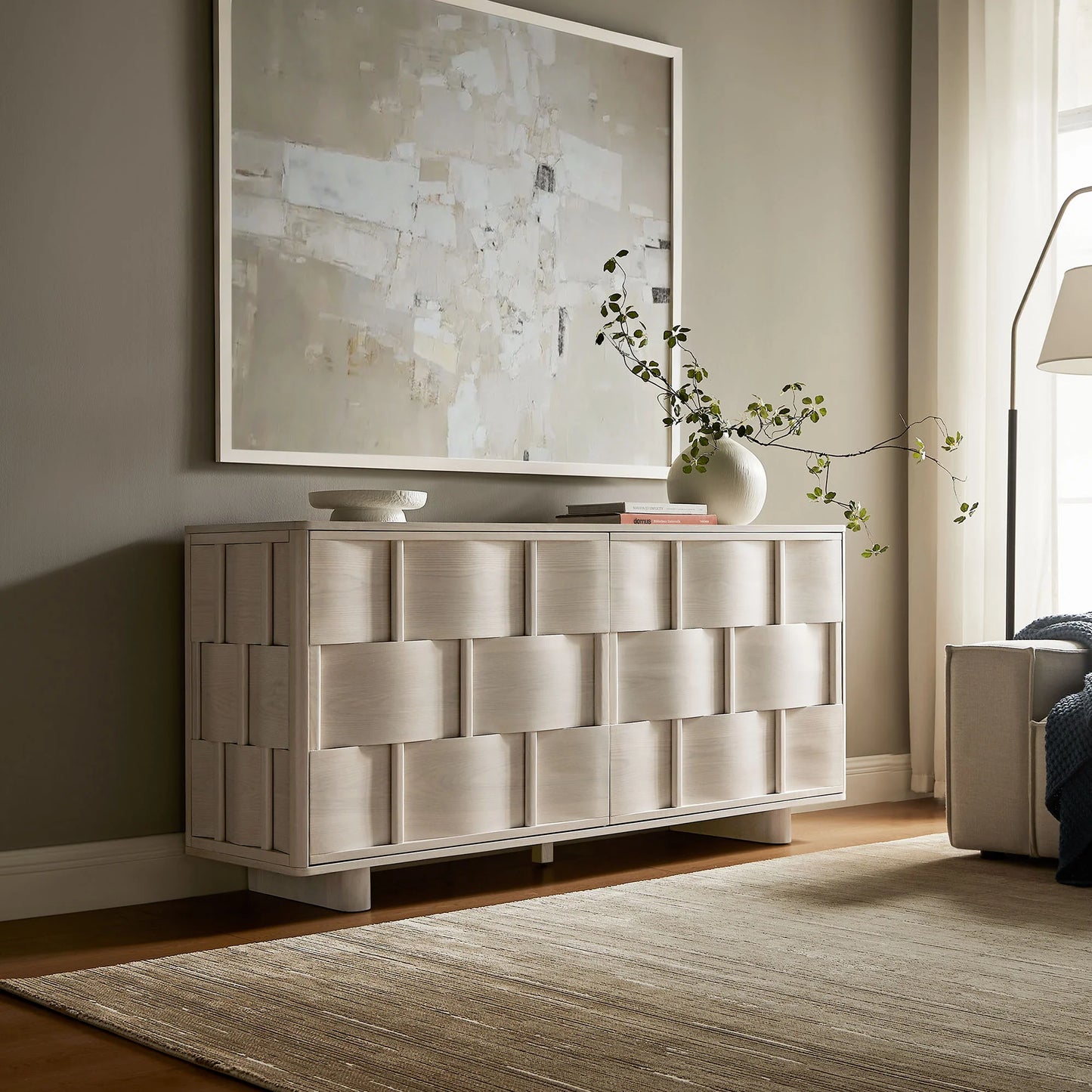 Foundry 71" Woven Design Buffet Storage Cabinet