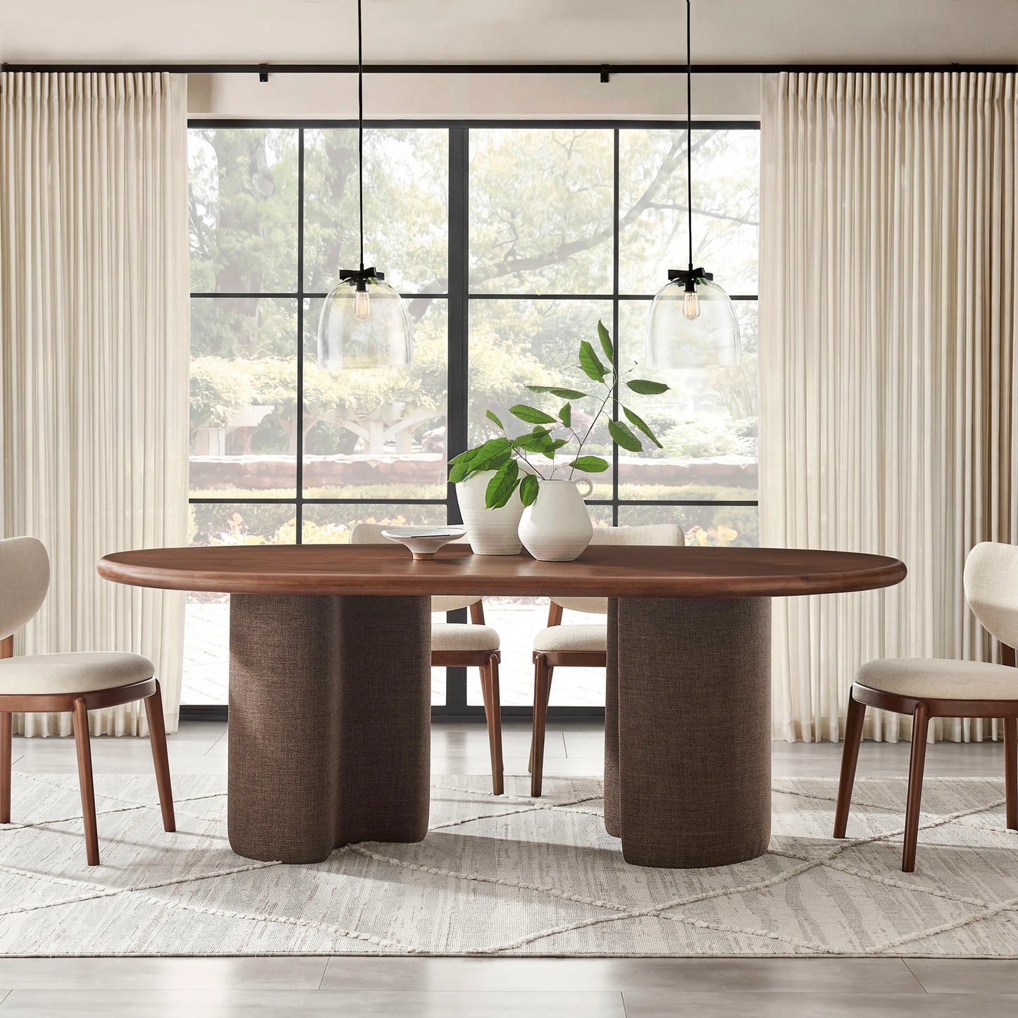 Enric 84 Inch Mango Wood Oval Dining Table