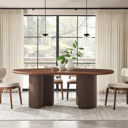 Enric 84 Inch Mango Wood Oval Dining Table