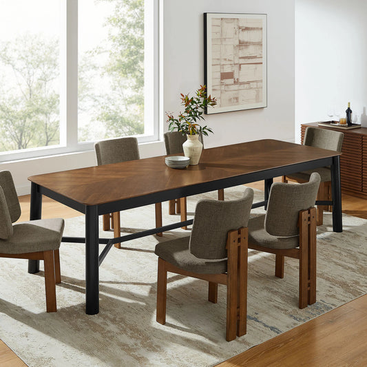 Ashlan 110-Inch Rectangular Dining Table in Walnut – Extra-Long Modern Wood Table for 8–10 People