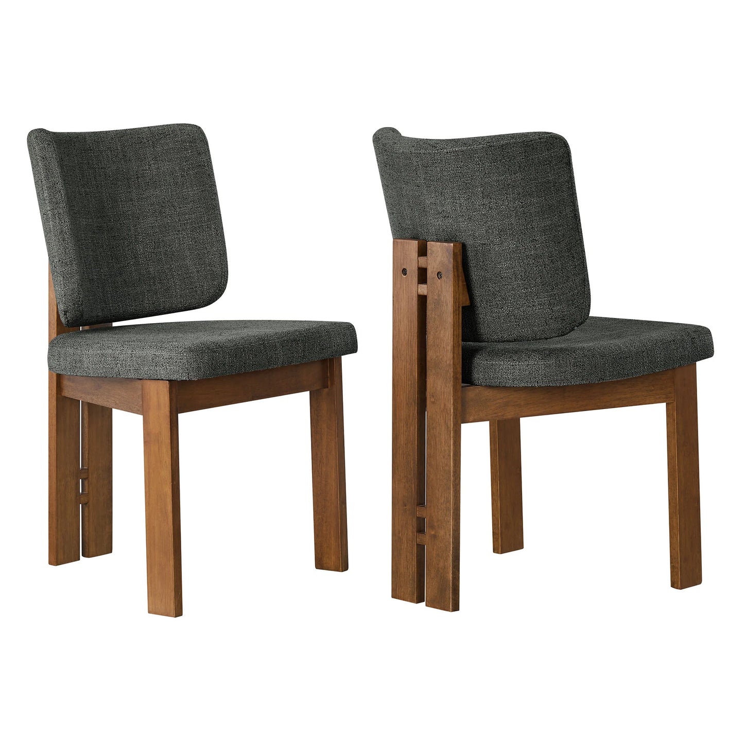 Alba Armless Upholstered Dining Chairs – Set of 2 Modern Dining Room Chairs with Fabric Seats
