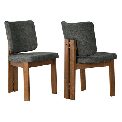 Alba Armless Upholstered Dining Chairs – Set of 2 Modern Dining Room Chairs with Fabric Seats