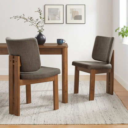 Alba Armless Upholstered Dining Chairs – Set of 2 Modern Dining Room Chairs with Fabric Seats