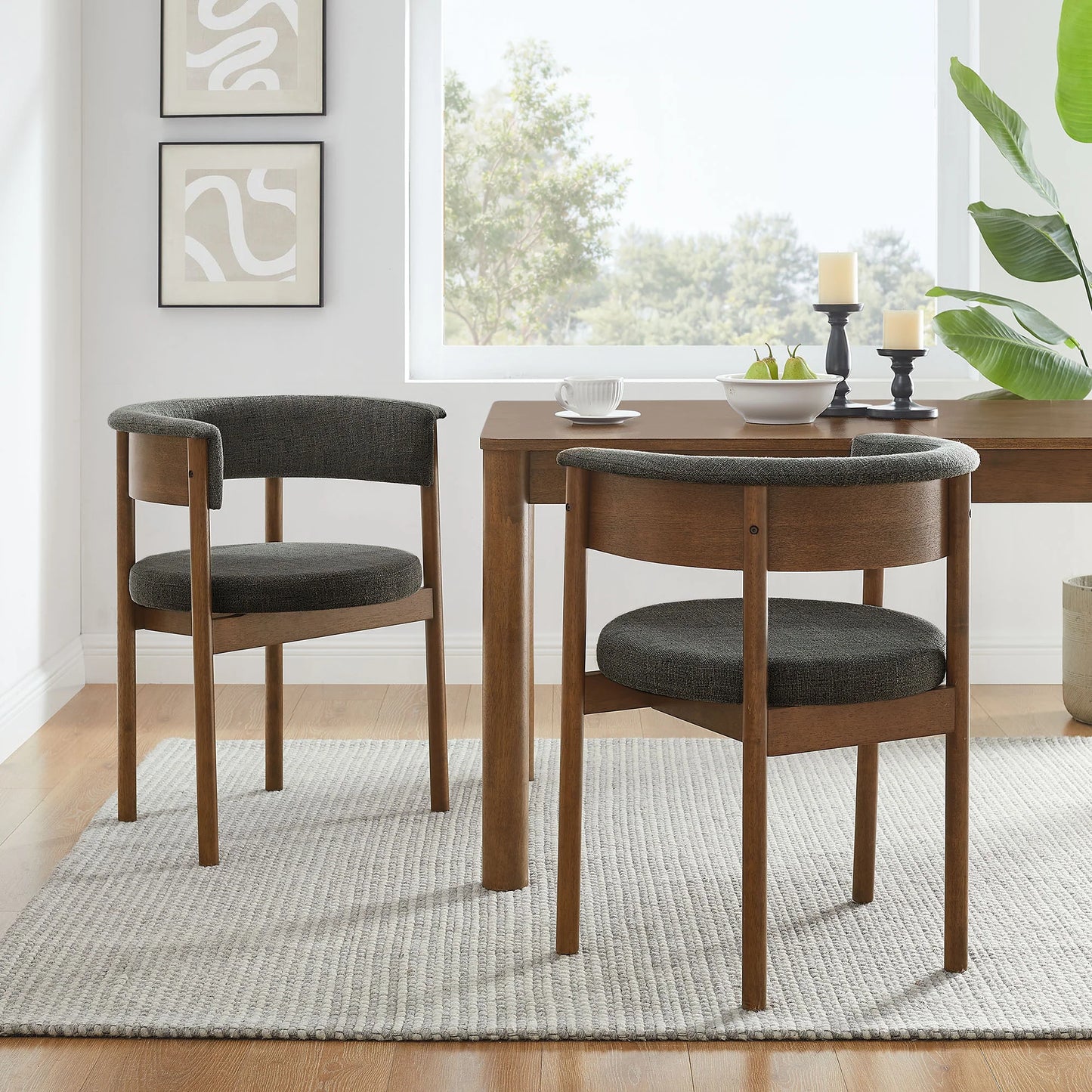 Clea Curved Upholstered Dining Chairs – Set of 2 Modern Accent Chairs for Dining Room or Kitchen
