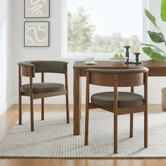 Clea Curved Upholstered Dining Chairs – Set of 2 Modern Accent Chairs for Dining Room or Kitchen
