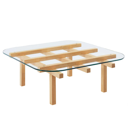 Isby 35-Inch Tempered Glass Coffee Table – Modern Round Living Room Table with Metal Base