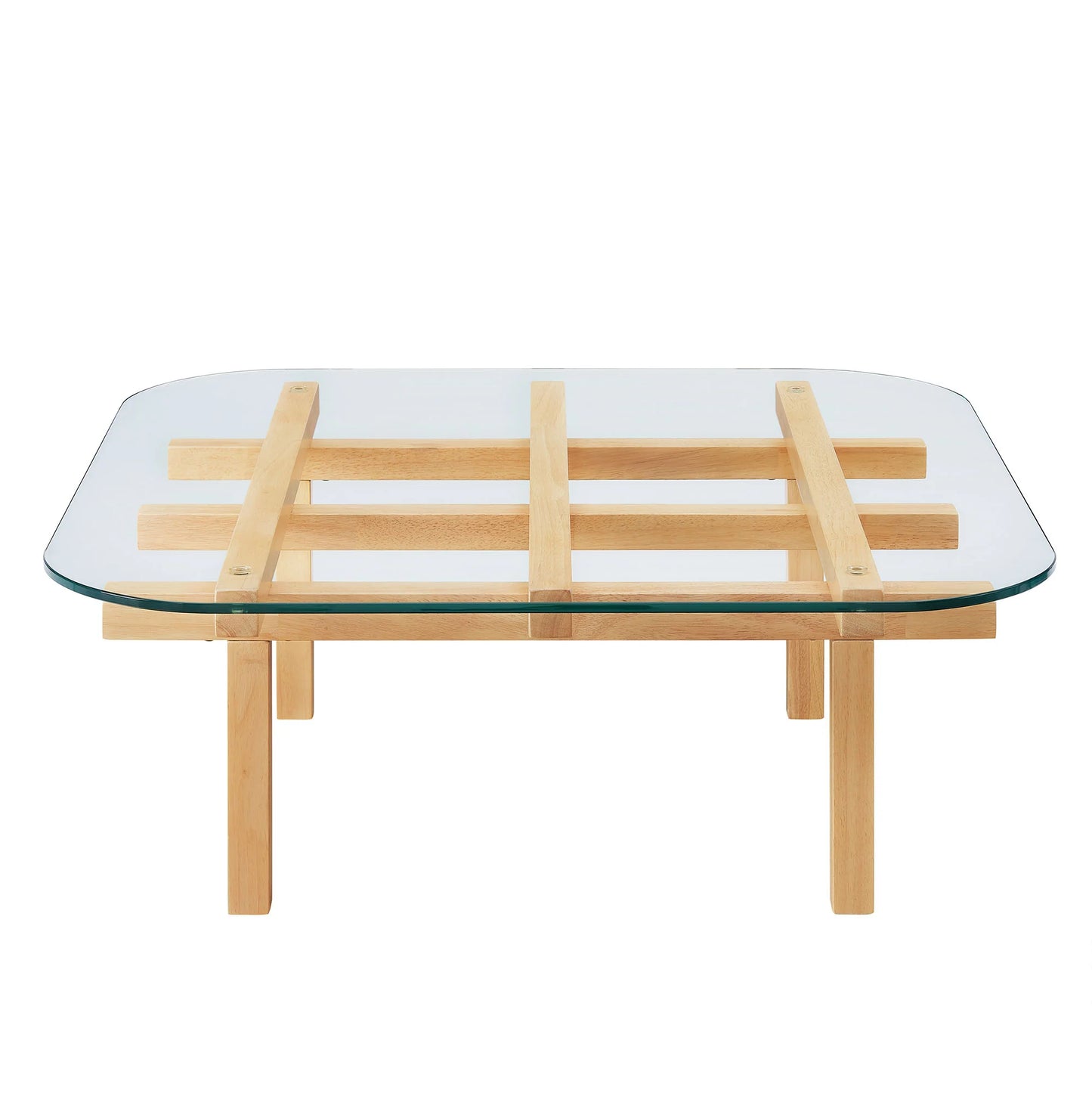 Isby 35-Inch Tempered Glass Coffee Table – Modern Round Living Room Table with Metal Base
