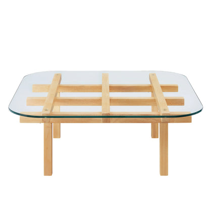 Isby 35-Inch Tempered Glass Coffee Table – Modern Round Living Room Table with Metal Base