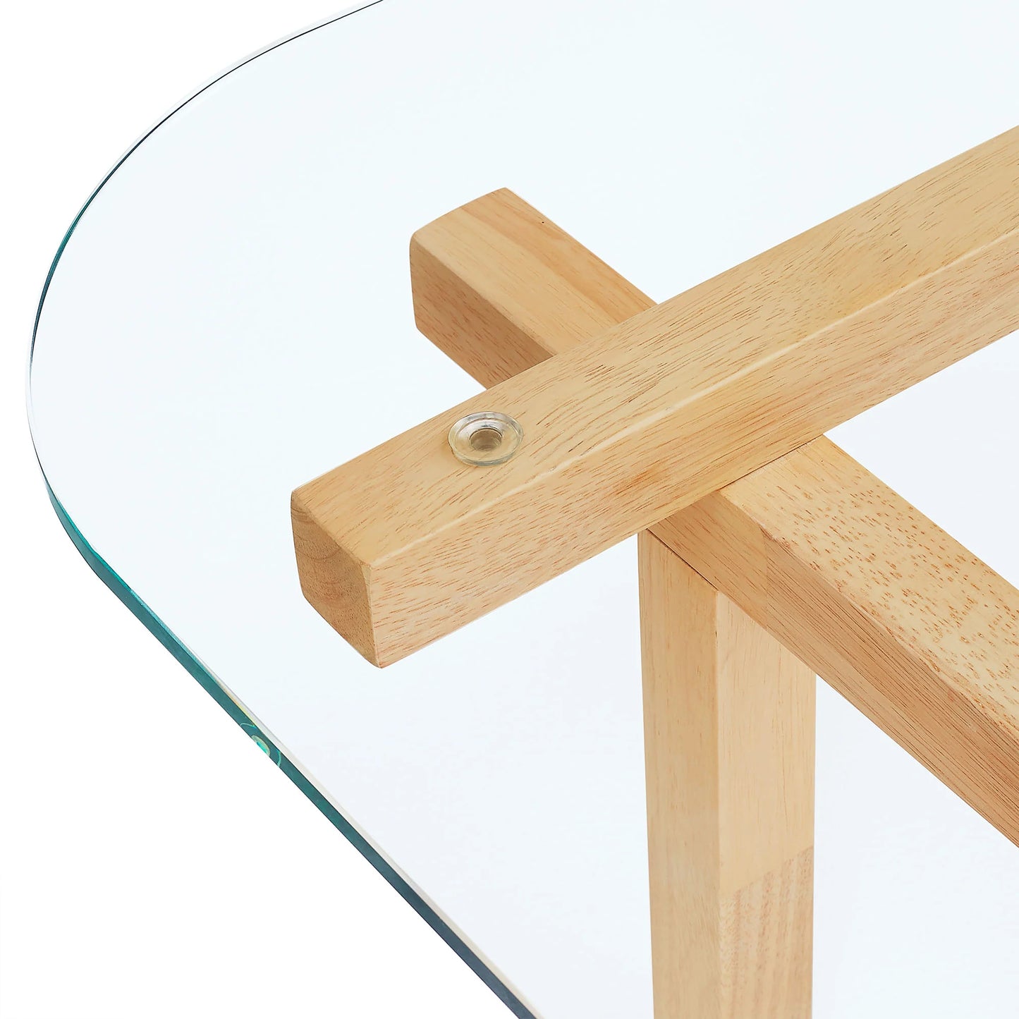 Isby 35-Inch Tempered Glass Coffee Table – Modern Round Living Room Table with Metal Base