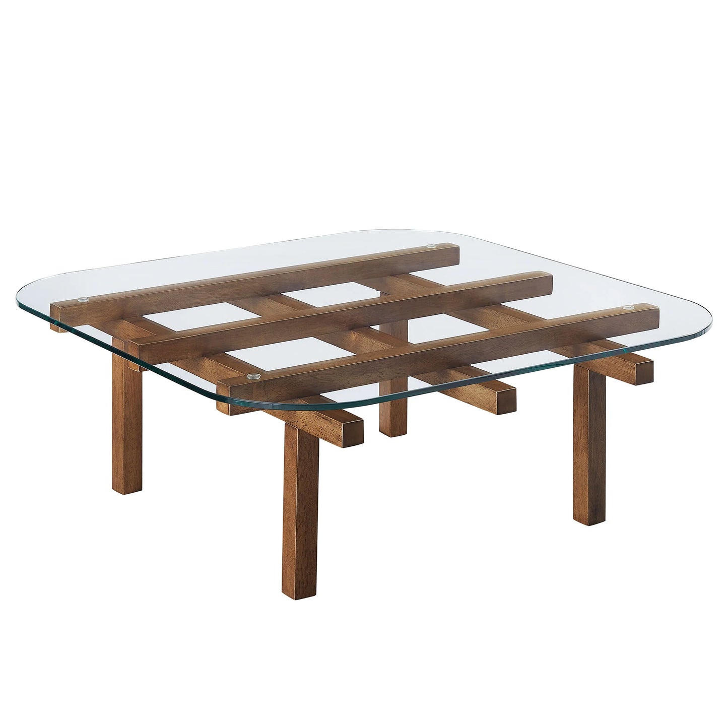 Isby 35-Inch Tempered Glass Coffee Table – Modern Round Living Room Table with Metal Base