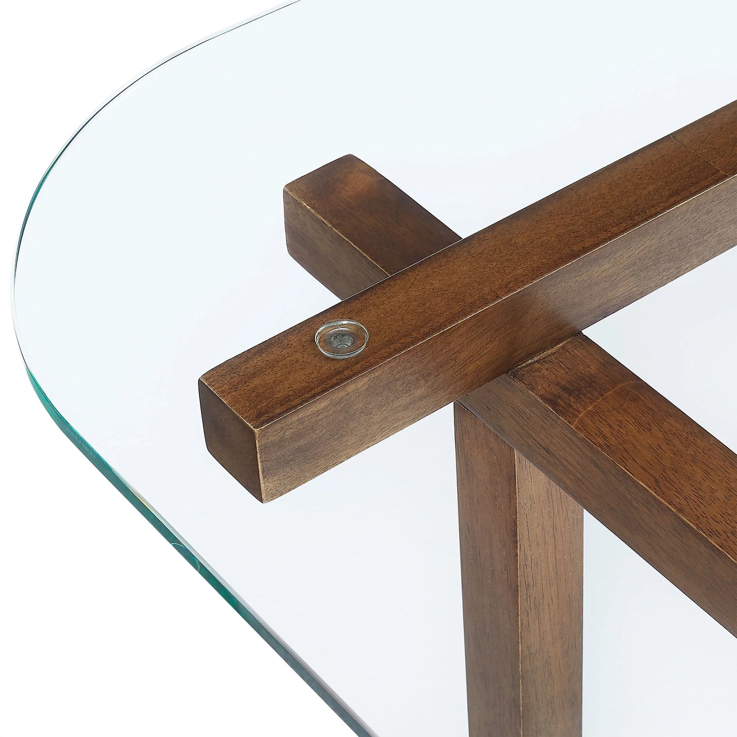 Isby 35-Inch Tempered Glass Coffee Table – Modern Round Living Room Table with Metal Base