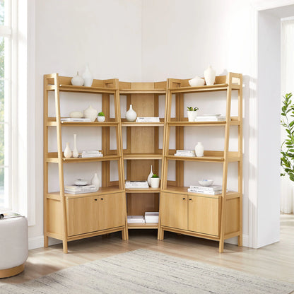 Bixby 3-Piece Corner Bookshelf Set with Wide Bookshelves